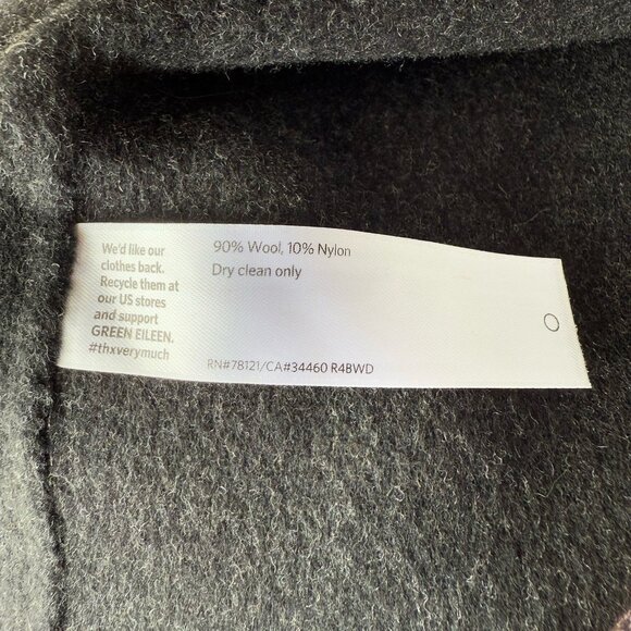 Eileen Fisher Wool Two Tone Color Block Coat Black Gray Size Large - Picture 5 of 5